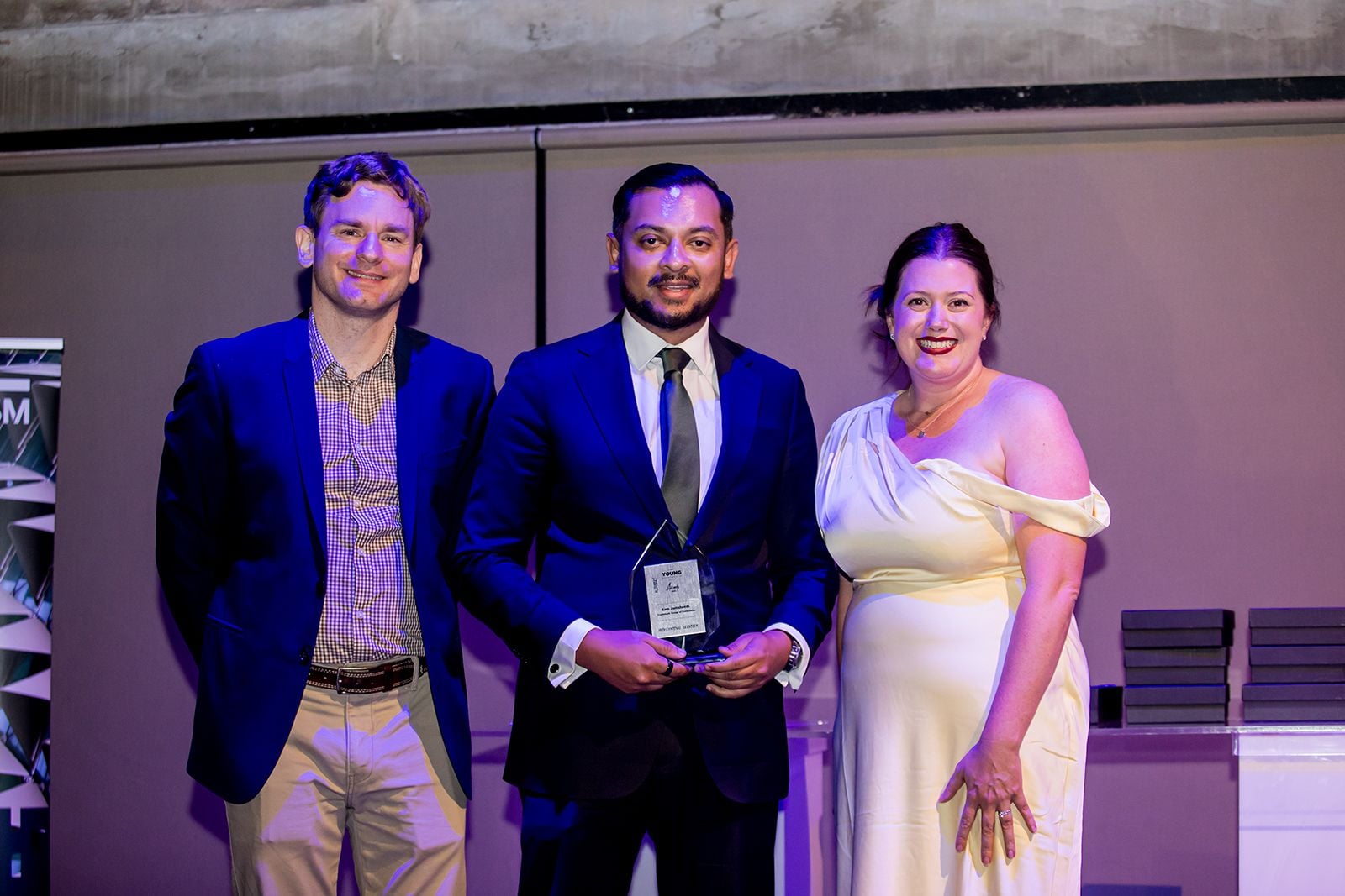 2025 Sydney Young Entrepreneur Awards Gala dinner Winners accepting trophies on stage at the 2025 Sydney Young Entrepreneur Awards